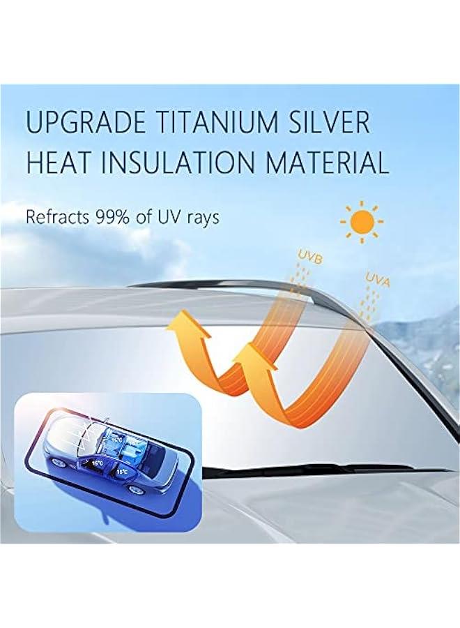 240T Thickened Automotive Glass Sunshade and Comes with Storage Bag,Keep Car Interior Cool,Universal Windshield Sun Shade Fit for Cars,Trucks,SUVs (L(57.08 * 31.5 inch)) - Image 4